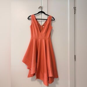 Coral Sleeveless Asymmetrical Dress